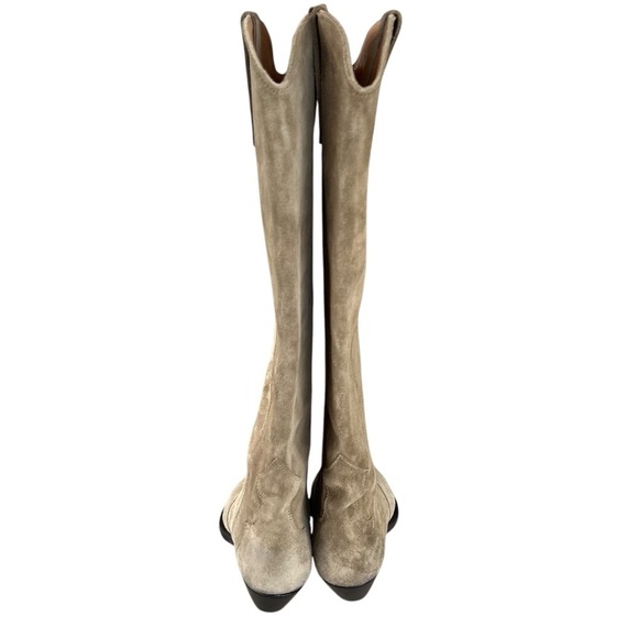 Isabel Marant Denvee Suede Knee High Boots Western Burnished Toe Taupe EU 38 - Picture 5 of 16